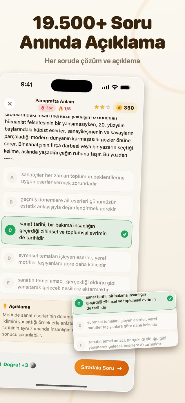 KPSS Digital iOS uygulaması ekran görüntüsü: 19.500+ soru, anında açıklama